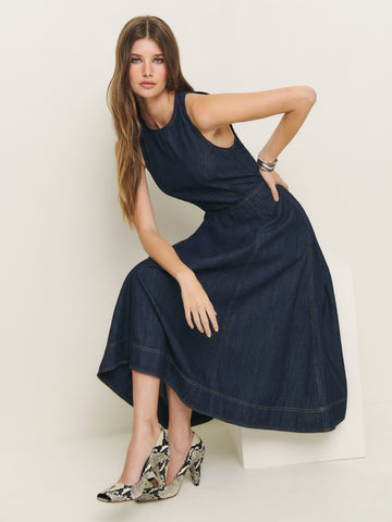 pippa denim midi dress