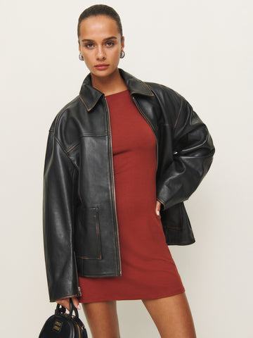 veda bennett oversized leather bomber