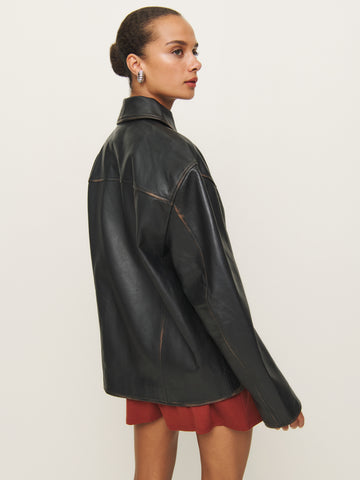 veda bennett oversized leather bomber