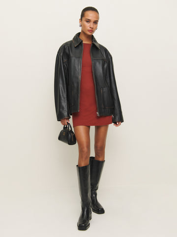 veda bennett oversized leather bomber