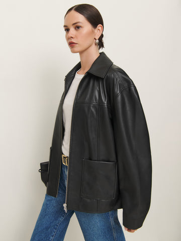 veda bennett oversized leather bomber