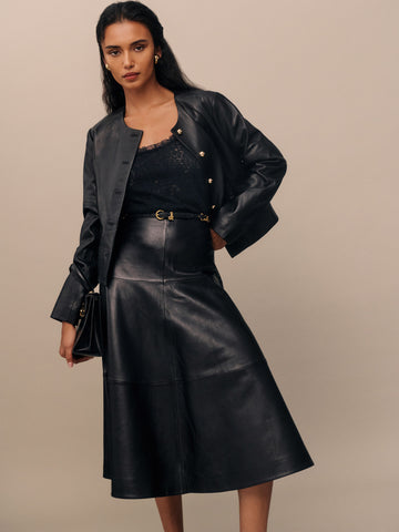 veda carmen leather skirt