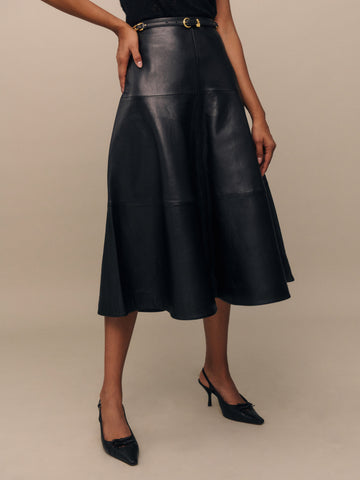 veda carmen leather skirt