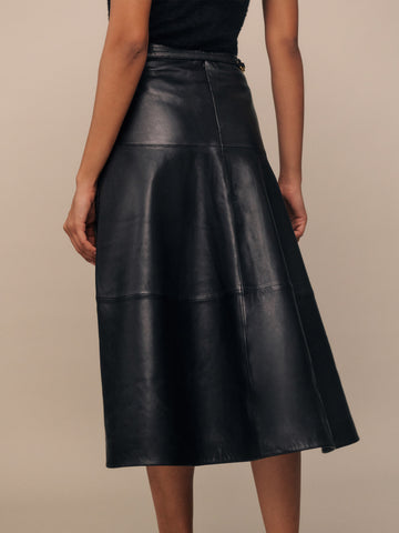 veda carmen leather skirt
