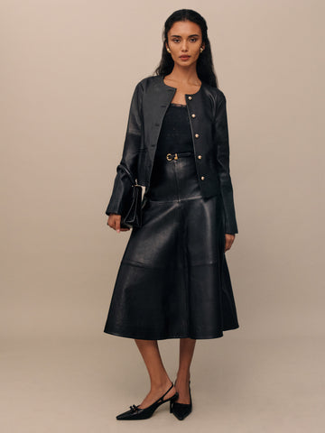 veda carmen leather skirt
