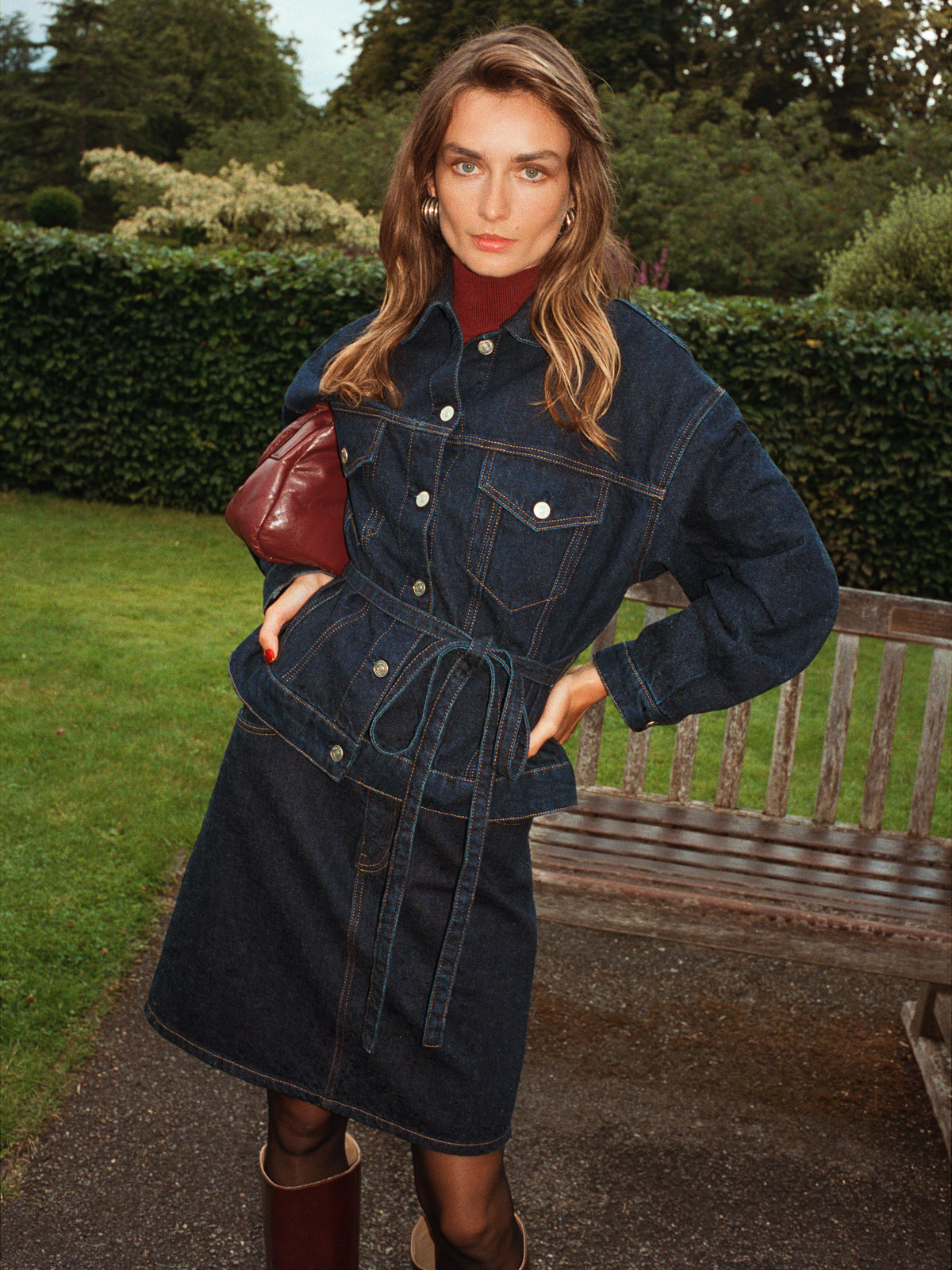 mona mid rise denim skirt