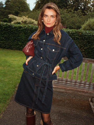 mona mid rise denim skirt