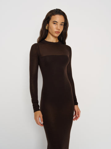 eva regenerative merino sheer sweater dress