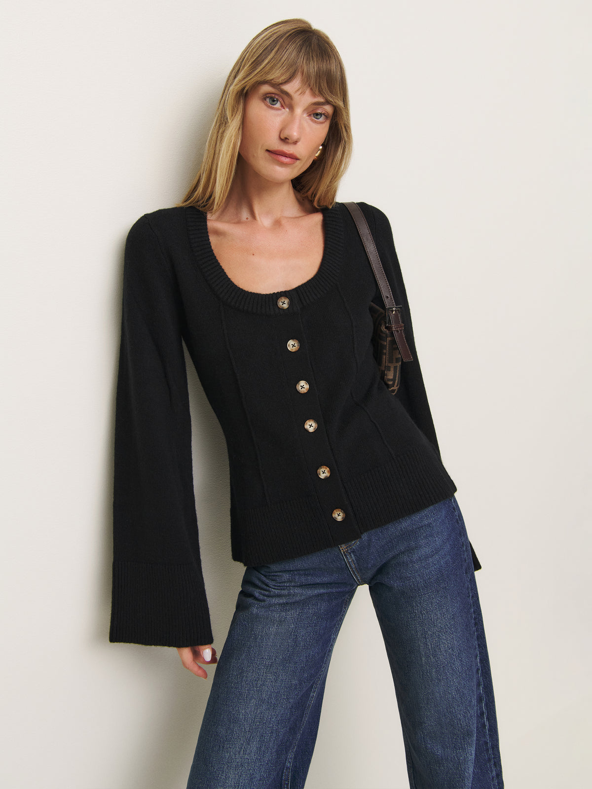karina regenerative wool scoop neck cardigan