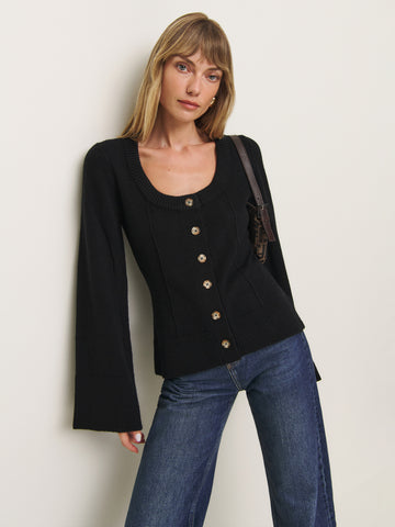 karina regenerative wool scoop neck cardigan