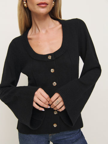 karina regenerative wool scoop neck cardigan