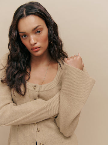 karina regenerative wool scoop neck cardigan