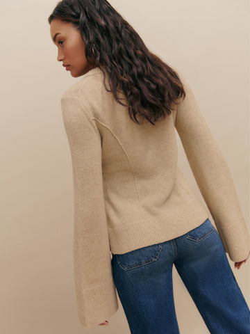 karina regenerative wool scoop neck cardigan
