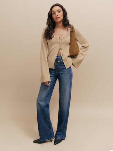 karina regenerative wool scoop neck cardigan