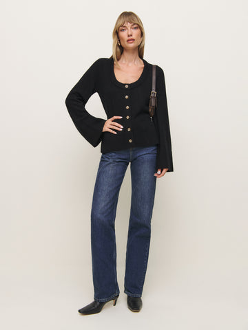 karina regenerative wool scoop neck cardigan