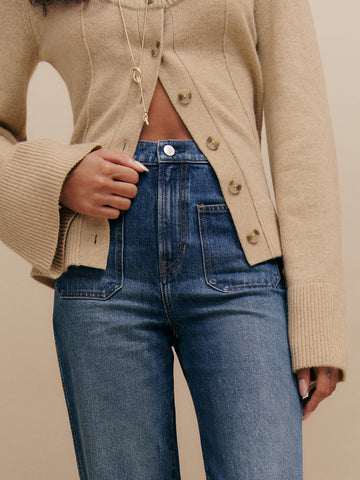 karina regenerative wool scoop neck cardigan