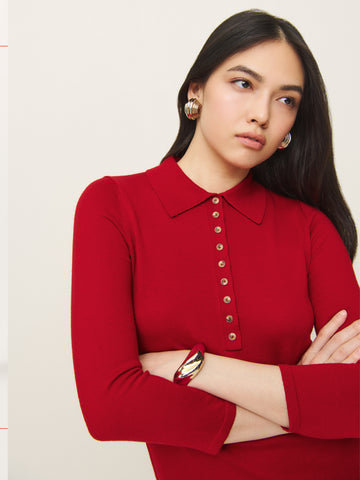 luell regenerative merino polo mini dress