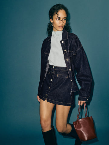 amara high rise denim mini skirt