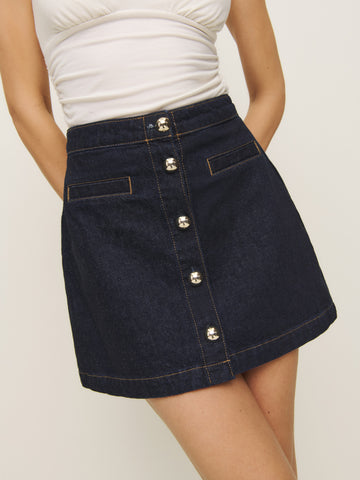 amara high rise denim mini skirt