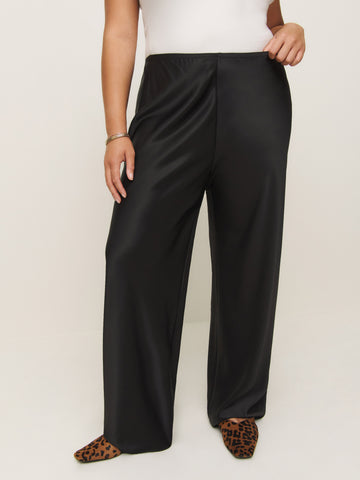 gale satin mid rise bias pant es