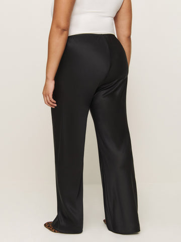 gale satin mid rise bias pant es