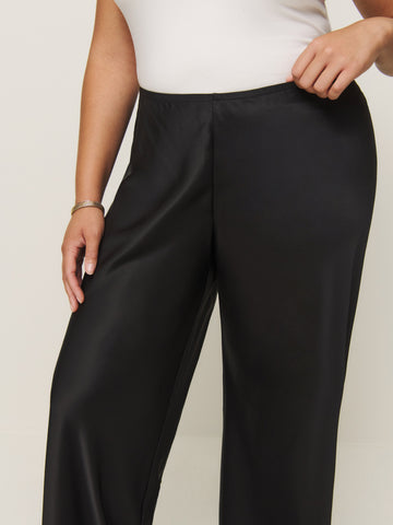 gale satin mid rise bias pant es