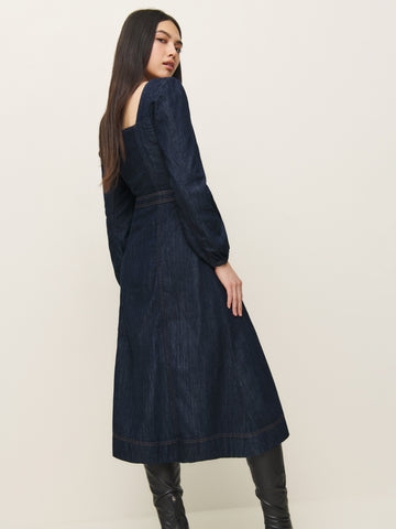 celeste denim midi dress