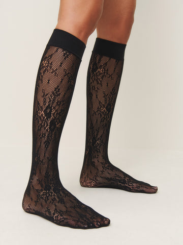 swedish stockings rosa lace knee highs