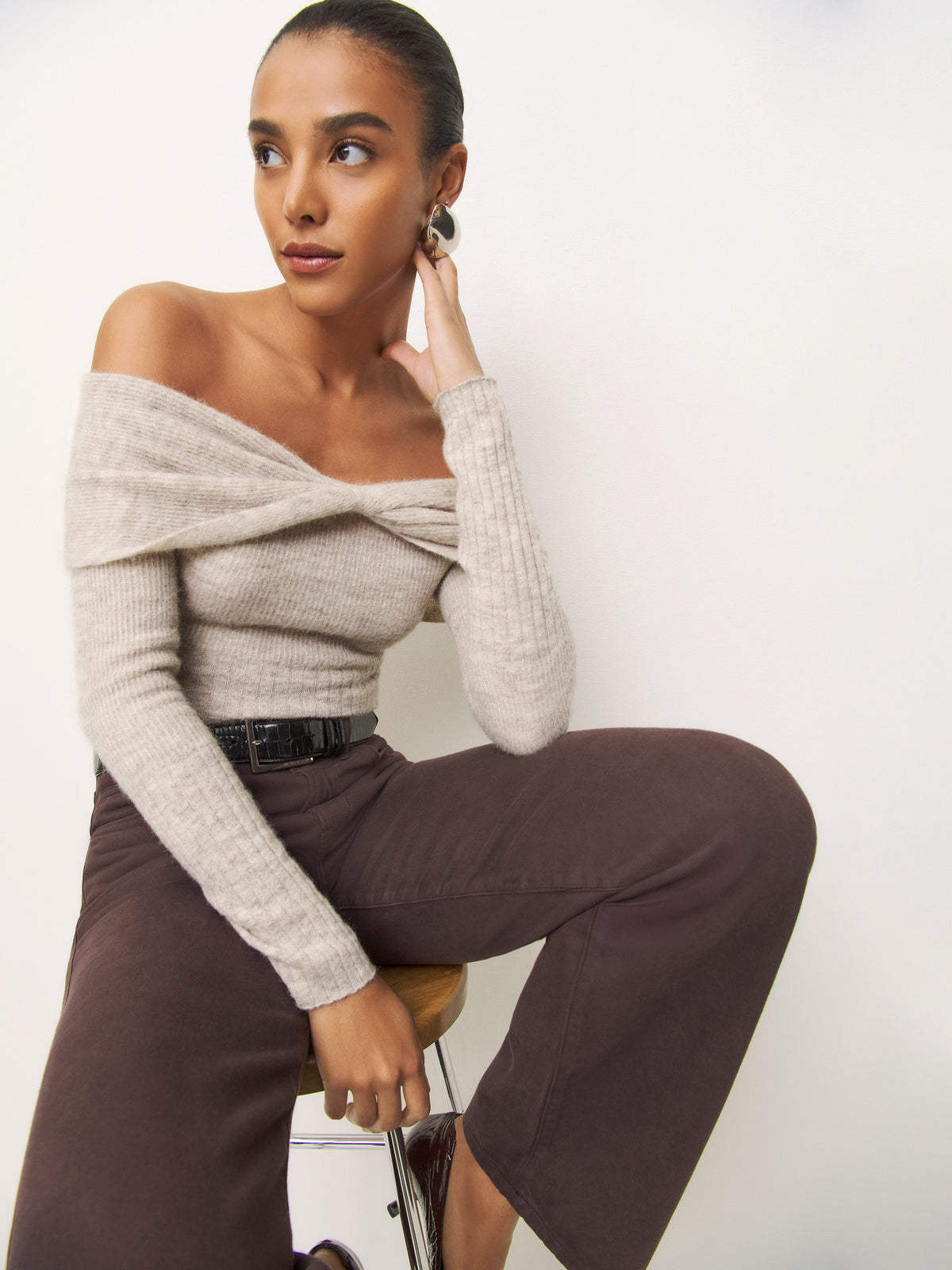 florie twist front sweater