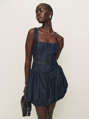 delia denim mini dress