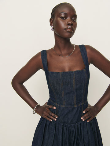 delia denim mini dress