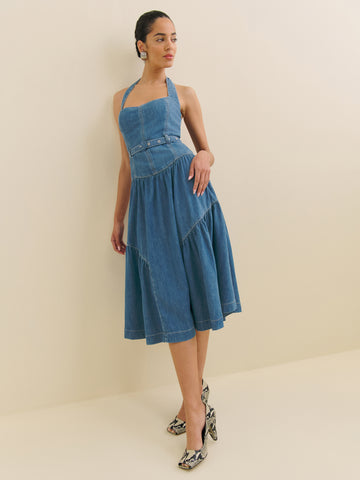 lilith denim midi dress