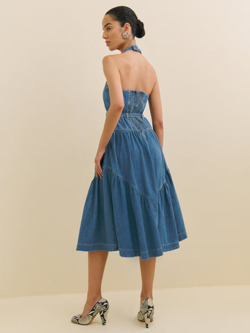 lilith denim midi dress