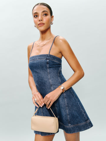 elma denim mini dress