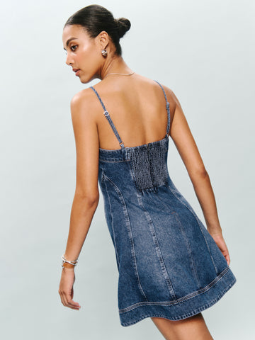 elma denim mini dress