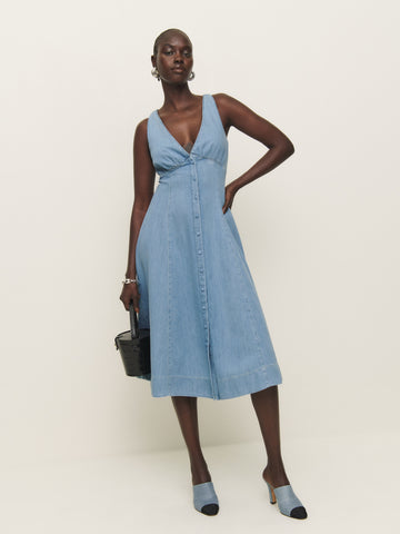 sebastien denim midi dress