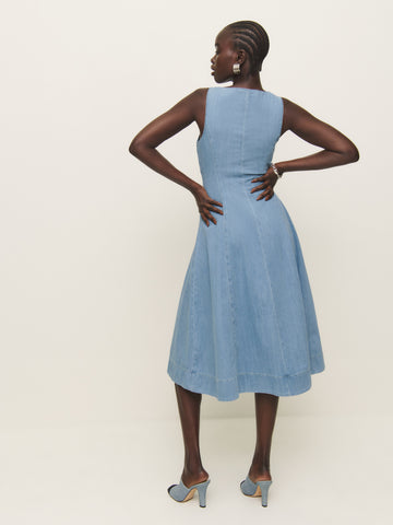 sebastien denim midi dress