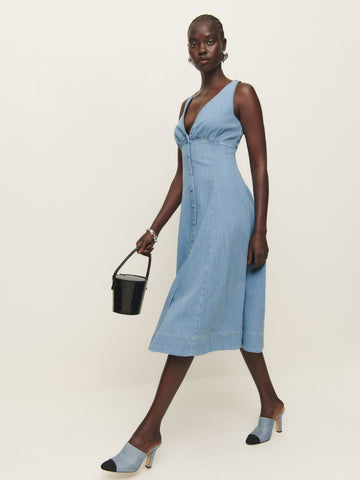 sebastien denim midi dress