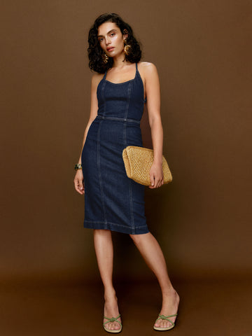 crosley denim midi dress