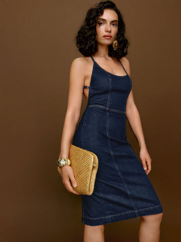 crosley denim midi dress
