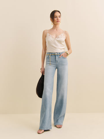 greta super stretch low rise wide leg jeans