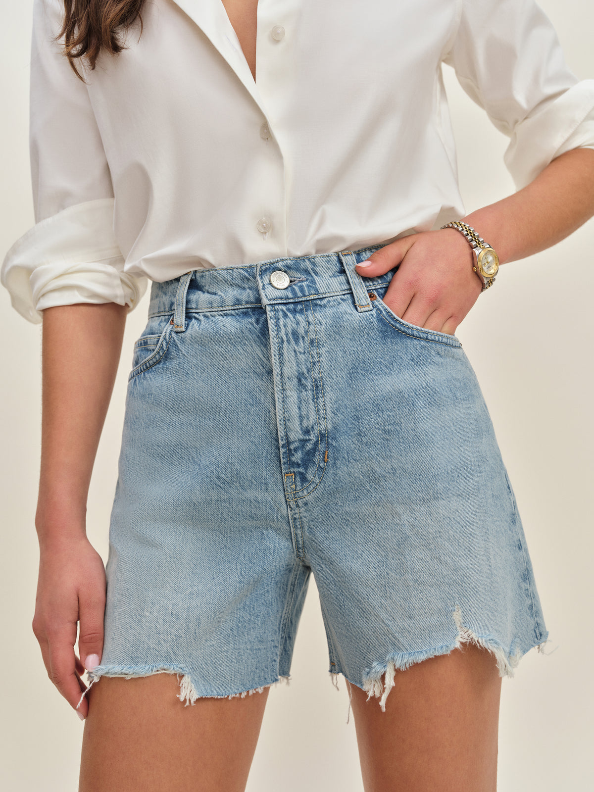 saige high rise 4” jean shorts