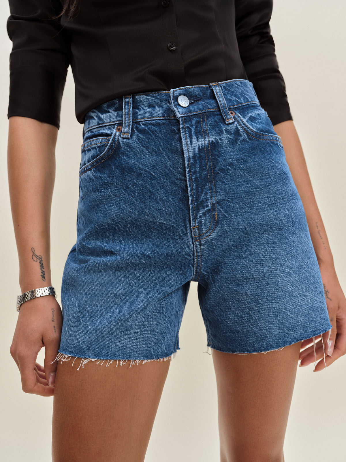 saige high rise 4” jean shorts