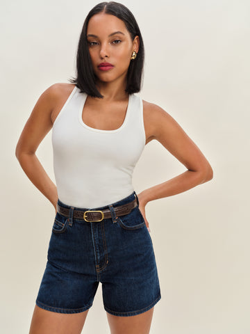 saige high rise 4” jean shorts