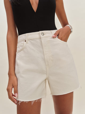 saige high rise 4” jean shorts