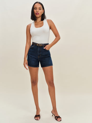 saige high rise 4” jean shorts
