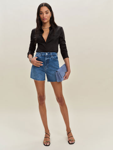 saige high rise 4” jean shorts
