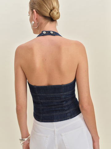 kyleigh denim halter top
