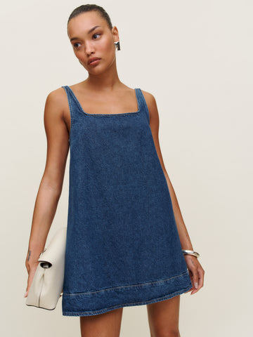 myla denim mini dress