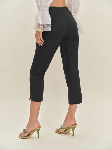 petra linen low rise pedal pusher pant